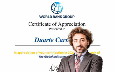 Duarte Carneiro reconhecido com o Certificado de apreciação do Grupo Banco Mundial